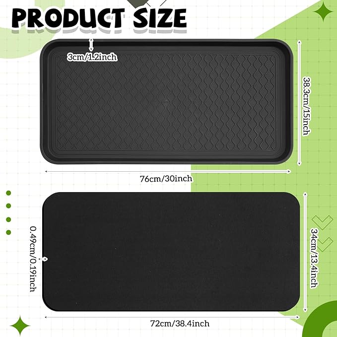 Vesici 2 Set/4 Pcs Large Self-Watering Plant Trays (30"x15") and 3mm Capillary Mat-Automatic Watering System for Indoor/Outdoor Plants, Durable Plastic Seedling Trays for Potted Plant, Garden