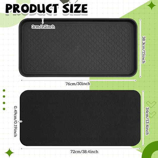 Vesici 2 Set/4 Pcs Large Self-Watering Plant Trays (30"x15") and 3mm Capillary Mat-Automatic Watering System for Indoor/Outdoor Plants, Durable Plastic Seedling Trays for Potted Plant, Garden