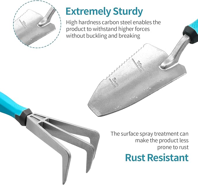 CYRUS Garden Shovel Tool Set,3 Piece Garden Shovel Aluminum Alloy, Garden Spade Set Included Hand Shovel, Transplanting Shovel and Hand Rake,Gardening Shovels for Planting
