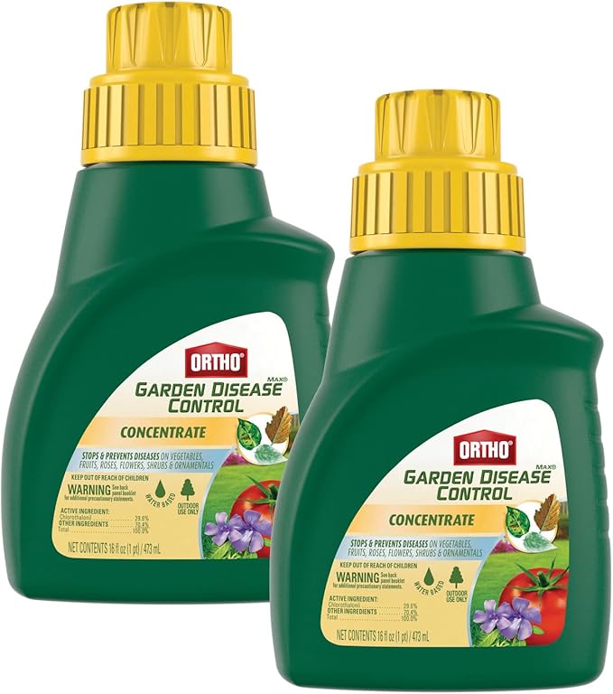 Ortho Max Garden Disease Control Concentrate - Garden Fungicide for Plants, Stops and Prevents Diseases on Vegetables, Fruits, Flowers, Shrubs and Ornamentals, 16 fl. oz. (2-Pack)