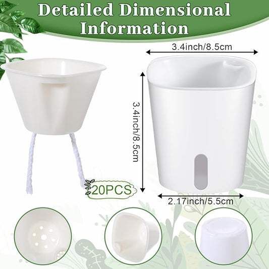 SHENLIU 3" Self Watering Pots, 20 Sets Plastic Self Watering Planters for Indoor Planters with Water Level Indicator and Multiple Vents Perfect for Succulents ﻿House Plants Flowers