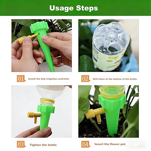 Self Watering Spikes for Plant, 10 Pack Plant Watering Devices with Adjustable Valve, Self Watering Planter Insert for Indoor Outdoor Potted Plants, Alternative to Plant Watering Globes