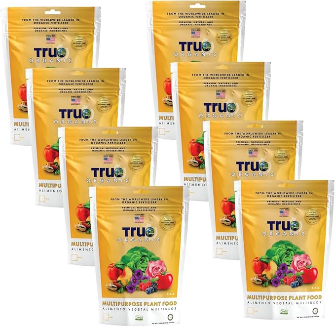 True Organic Multipurpose Plant Food – All-Natural Fertilizer for Fruits, Vegetables, Flowers, and Herbs – Perfect for Small Gardens and Containers- Case of 8