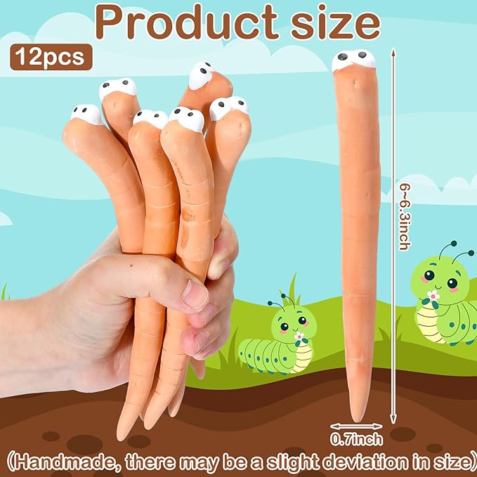 Relaxweex 12 Pcs Water Sensor Ceramic Worm The Potting Shed Worm Water Sensor Plant Decoration Moisture Monitor Gardening Houseplant Humidity Meter Fun Gardening Gift for Your Potted Plant (6 Inch)
