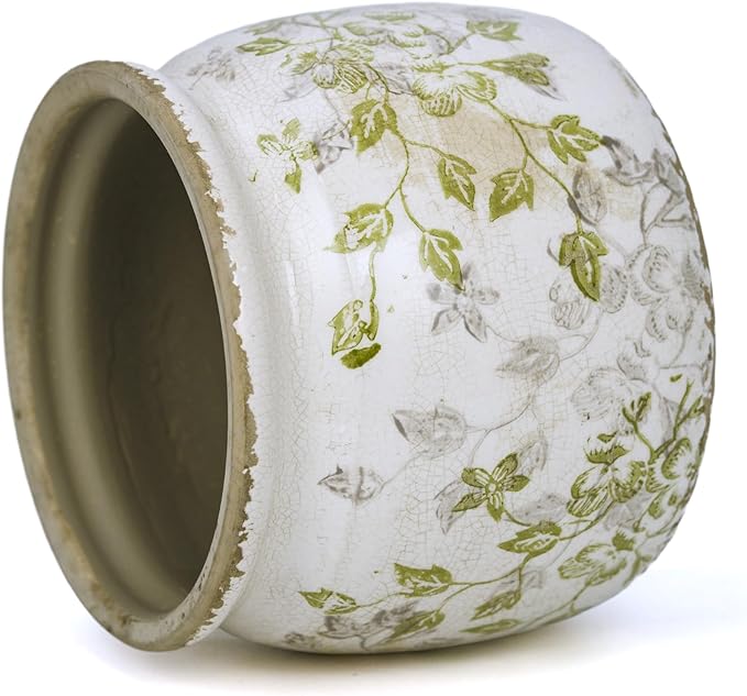 Dosayes Flower Pot,Vintage Ceramic Pot for Planter with Drainage Holes, 6.29 inch Ice Crack Glazed Indoor Planters Pot for Indoor,Tucan Home Decor,Gardening Gifts (Mid-Century)
