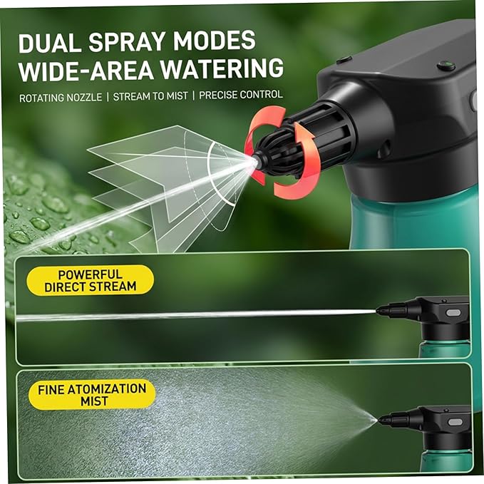 Electric Spray Bottle 2000ml, Rechargeable Plant Mister with Dual Spray Modes & Long Nozzle, Ergonomic Water Sprayer for Indoor Plants, Home Gardening, Electric Sprayer, Automatic Bottle