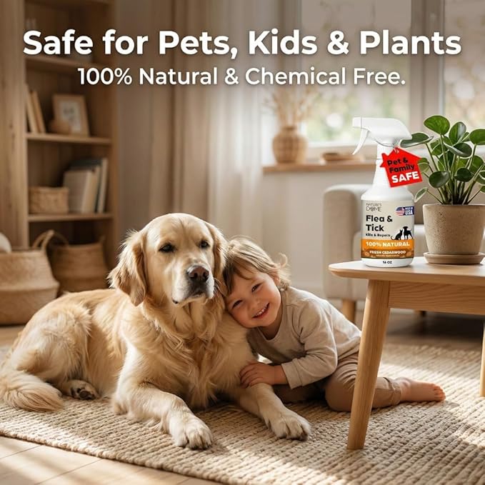 Nature’s Dome Cedarwood Flea & Tick Spray – 16 oz – Kills & Repels Fleas, Ticks, Larvae & Eggs – Plant-Based Pest Control – Safe for Pets, Kids & Plants – Ready-to-Use (16 Oz, Cedarwood)
