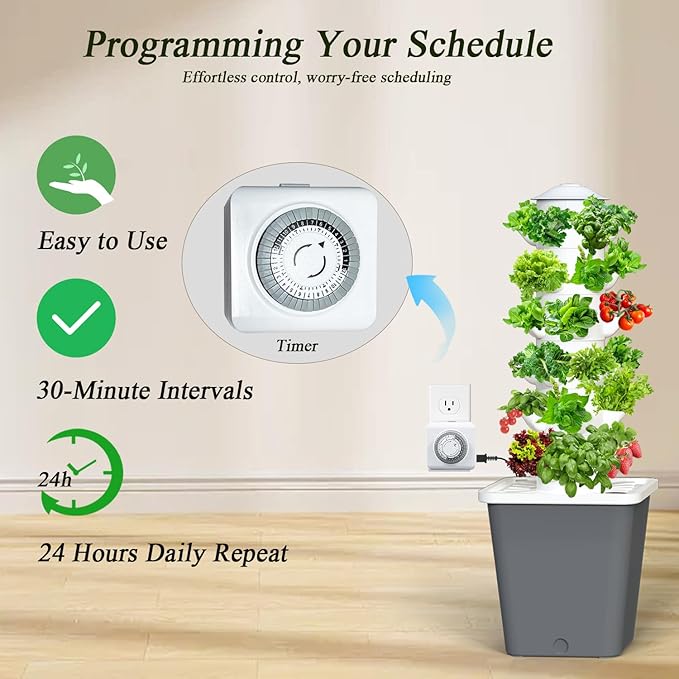 Hydroponics Growing System, 30-Plant Indoor Tower with Pump System, Plants Germination Kit, Vertical Hydroponic System for Gardening Lover (No Seed)