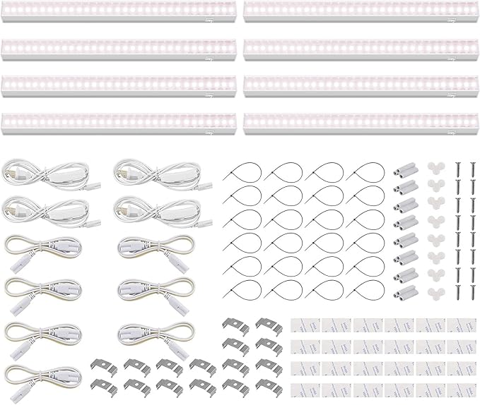 Barrina T5 Grow Lights, Full Spectrum Sunlight for Indoor Plants, 1ft Plant Light for Indoor Growing, LED Grow Light Bulbs, T5 Grow Light Strip, Plug and Play, Pinkish White, 8-Pack