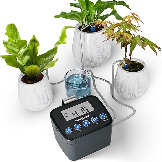 Automatic Watering System for Potted Plants, Drip Irrigation Kit System, Plant Self Watering Devices for Office Patio Greenhouse GrowTent, with Programmable Water Timer（Black