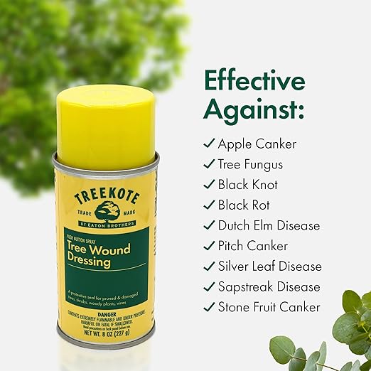 Treekote Tree Wound Dressing - 8 OZ Aerosol Pruning Sealer Spray for Damaged Trees, Bushes, or Shrubs - Fast Acting and Effective Tree Wound Sealer Spray - Prune Sealer Wound Repair for Bonsai Trees