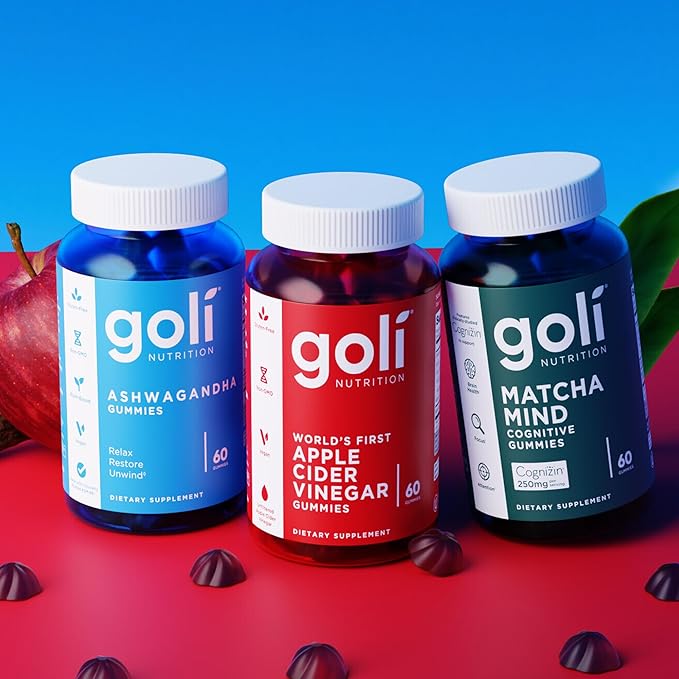 Goli Ashwagandha & Vitamin D Gummy 120 Count - Relax. Restore. Unwind. (Mixed Berry, KSM-66, Vegan, Plant Based, Non-GMO, Gluten-Free & Gelatin Free), Pack of 2