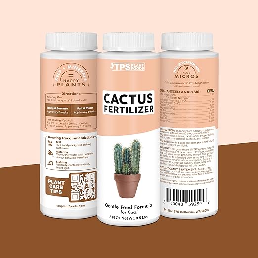 Cactus Fertilizer – Liquid Plant Food for All Cacti, Supports Healthy Cactus Growth & Blooming, 1 Gallon
