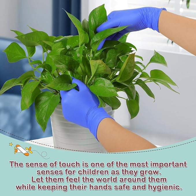 Kids Disposable Nitrile Gloves for 4-10 Years, Suitable for Cooking, Gardening, Painting, Powder and Latex Free-100 PCS