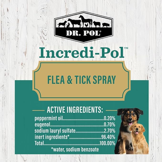 Dr. Pol Incredi-Pol Flea & Tick Spray | Fast-Acting Pest Control for Dogs | Helps Repel & Eliminate Fleas, Ticks & Larvae | Safe & Effective Formula | 8 oz