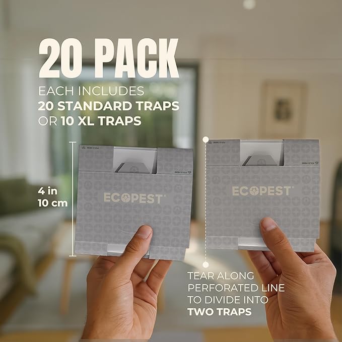 Silverfish Trap — 20 Pack | Sticky Indoor Glue Trap for Silverfishes, Firebrat, and Other Bugs and Crawling Insects | Adhesive Killer Paks, Monitor, and Detector with Natural Bait Attractant