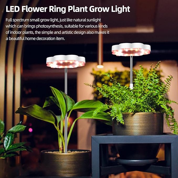 CFGROW Grow Light Full Spectrum Plant Light for Indoor Plants, Height Adjustable Growing Lamp with Auto On/Off Timer 3/9/12H, 10 Dimmable Levels, 3 Light Modes Small Plant Grow Light