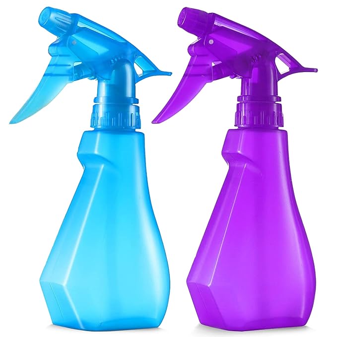 DilaBee 8oz 2-Pack Empty Spray Bottles for Cleaning Heavy Duty, Small Spray Bottle for Hair, Plant Mister, Squirt Bottle for Cats, Spritzer Bottles for BBQ - Blue & Purple Water Sprayer - BPA-Free