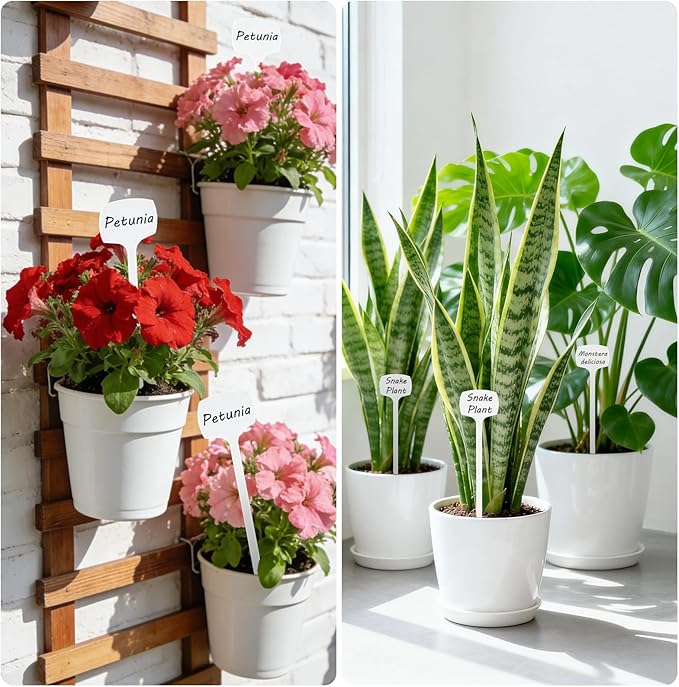 KINGLAKE Outdoor Large Plant Labels - 50 Pcs Tall Plastic Plant Tags Nursery Garden Labels Plants Markers for Outdoor Garden Waterproof Plants Name Tags for Vegetables Herb with Permanent Marking Pen
