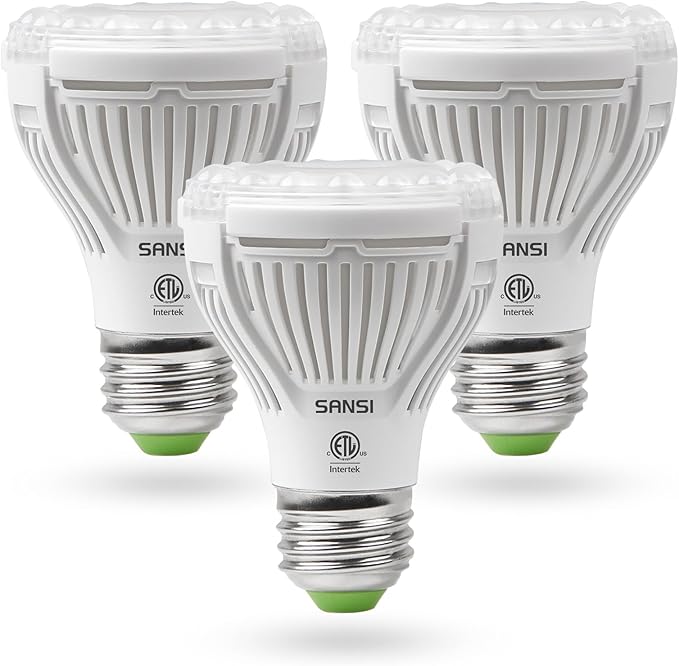SANSI LED Grow Light Bulb for Seeds and Greens, Full Spectrum 10W Grow Light (150 Watt Equiv) with Optical Lens for Indoor Plant, High PPFD, E26 Base, 3-Pack