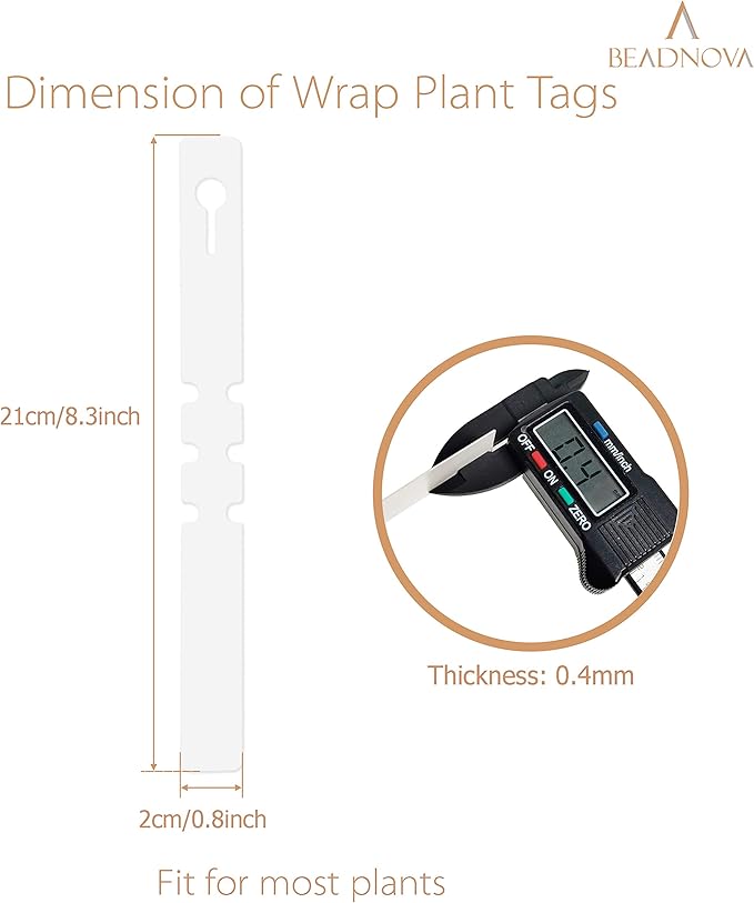 BEADNOVA Tree Tags Plastic Plant Labels Wrap Around Hanging Tags Tree Markers Signs Nursery Labels for Plants Garden (120Pcs, White)