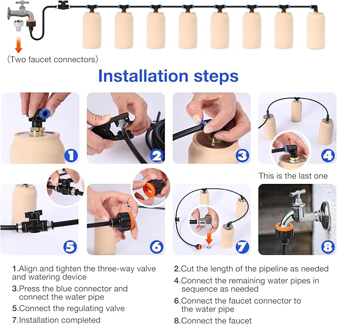 8pcs Ollas Irrigation System 3.1x3.1x6in Irrigation System for Garden Hydroponic Watering System Plant Watering Devices for Garden 17oz Patio and Hanging Baskets Indoor Plant Watering System