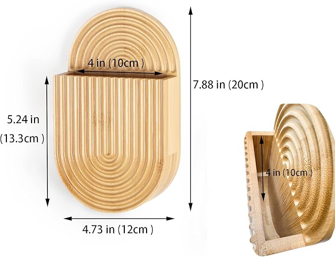 Aimto Wooden Wall Vase Set of 2, Bamboo Boho Wall Decor Planters Holder for Indoor Plants, for Entryway, Hallway, Bathroom, Living Room, Dining Room