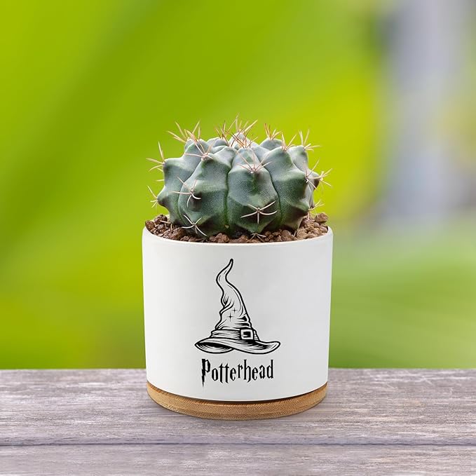 Potterhead Ceramic Succulent Cactus Planter Pots with Drainage,Funny Planters Indoor Plants Desk Accessories,Magic Hat Office Decor,Gifts for Plant Lovers Mom Friends(Plant Not Included)