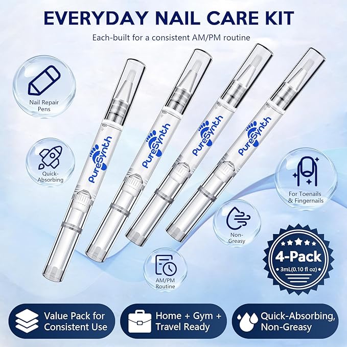 Extra Strength Nail Fungus Repair Pen (OTC Maximum Strength), 25% Undecylenic Acid + Aloe & Vitamin E, For Thick Yellow Discolored Nails, 24 mL (0.81 fl oz) Total, 8-Pack,Designed in USA (White)
