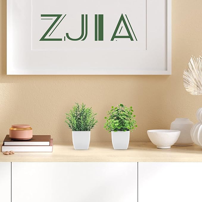2 Pack Fake Plants Small Artificial Greenery Faux Plants Indoor for Home Farmhouse Bathroom Shelf Decor