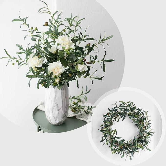 6FT Artificial Olive Tree - Indoor Tall Faux Olive Trees with Basket&3PCS 18Inch Olive Branches, Large Fake Olive Silk Tree Realistic Olive Plants for Home Decor Office Living
