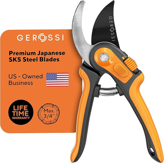 Bypass Pruning Shears with Ultra Sharp Blades - Premium Pruners w/Adjustable Feature for Any Hand Size - Ergonomic & Sturdy Scissors For Gardening - Perfectly Cutting Through Anything in Your Yard