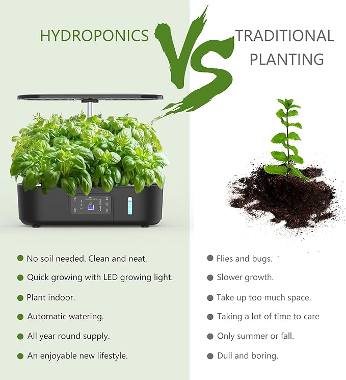 Hydroponics Growing System,BHTNYOO-13 Pods Indoor Herbs Garden Gardening Kit with Multi-Mode Adjustable Height LED Grow Lights,Automatic Water Pump Timer (LCD Touch Screen)