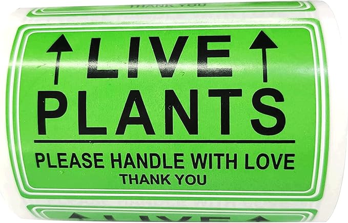 Green Live Plants Stickers for Shipping 2x3 inch Please Handle with Love Stickers Fragile Shipping Labels for Warehouse Pallet Garden Centers,Landscaping,Nurseries 250pcs Live Plants Sticker per roll