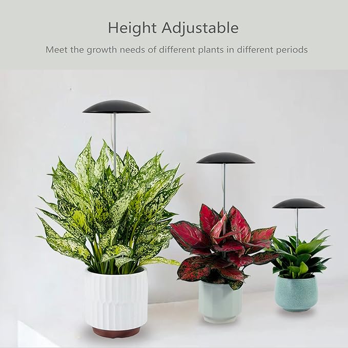 LED Grow Lights for Indoor Plants, Sun Mode Auto Dimming, USB Small Full Spectrum Plant Lights, Height Adjustable, Ideal for Home Decoration, 2 Pack, Black