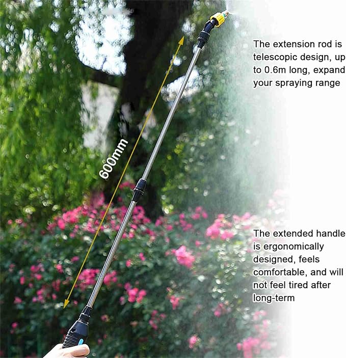 Garden Sprayer 5L, Shouldered Sprinkler with Telescopic, Handheld Electric Plant Spray Bottle, Atomizing Watering Bottle for Car Cleaning Pesticides Insecticides, Blue