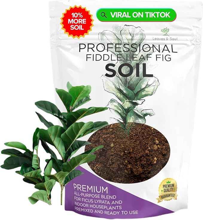 Professional Fiddle Leaf Fig Soil Mix Ready to Use Extra Large 8.2 Quarts, Premium Potting Soil for Fiddle Leaf Fig Indoor Houseplants, Peat Sawdust Coarse Sand Pinebark Made in USA