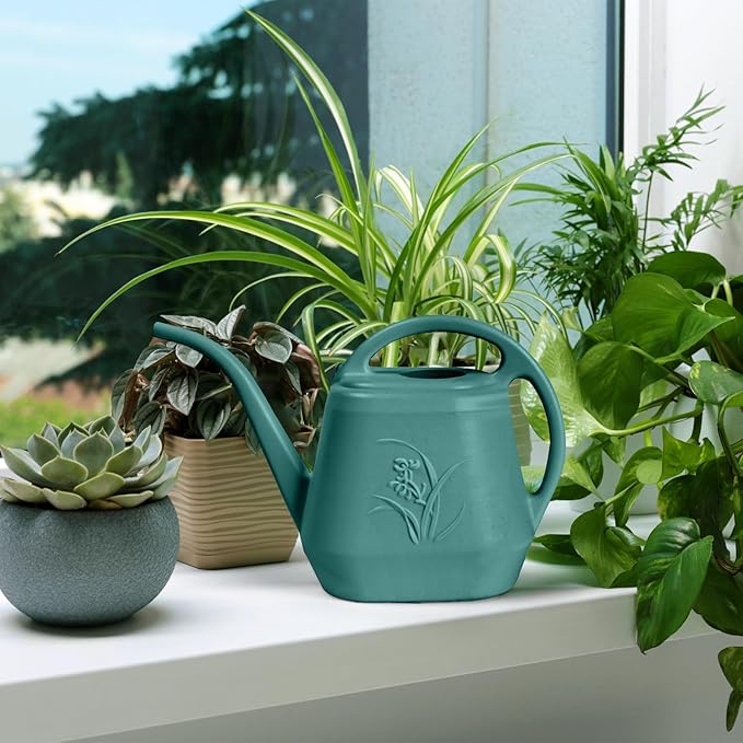 Grip Plastic Watering Can - for Indoor and Outdoor Plant - 1/2 Gallon -Green