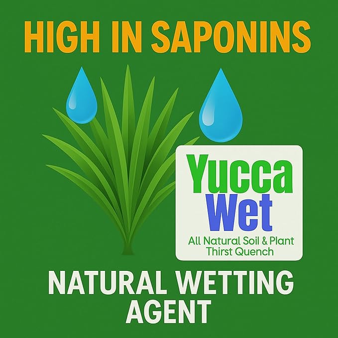 Wetting Agent - Surfactant - Liquid Yucca Extract for Plants, Lawns & Soil - All Natural Plant Thirst Quench - Liquid Aeration Ground Loosener - 1 Gallon Concentrate