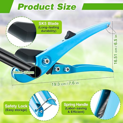 Feekoon Drip Irrigation Tubing Cutter Hole Punch Tool, Irrigation Sprinkler Hose Cutter, 2 in 1 Combination Drip Punch Tool for Garden PE Pipe 16 20mm(Blue)