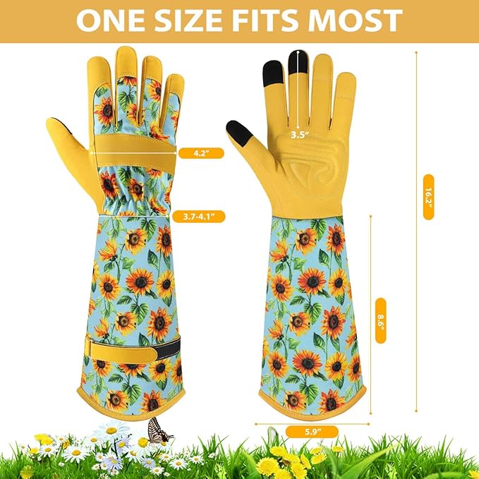 Trifabricy Gardening Gloves for Women, Breathable Leather Garden Gloves with Grip, Thorn-Proof Puncture-Resistant Work Gloves