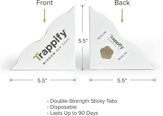 Trappify Window Fly Trap Indoor | Fruit Fly Traps for Indoors | Gnat Traps for House Indoor | Disposable Trap with Sticky Adhesive Strips | Bug Catchers (4 Pack)