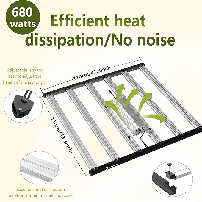 FARMLITE LED Grow Lights for Indoor Plants Full Spectrum Growing Light Bar Plant Hanging Growing Lamps Seedling Daisy Chain Dimmable Board 4x4ft Coverage (680watts)