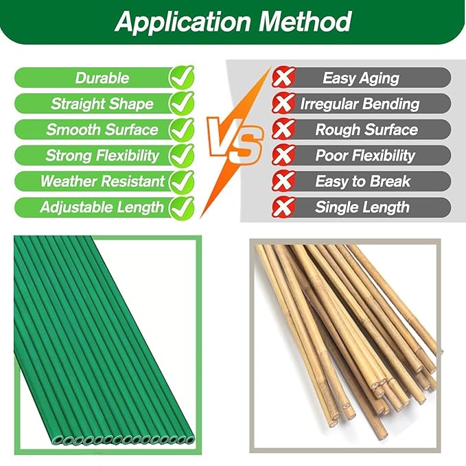 70Sets Garden Stakes Set 255pcs with 14 Inch Plant Sticks and Stake Arms, DIY 4ft 5ft 6ft 7ft 8ft Tomato Stakes, Garden Stakes for Vegetables Tomato Pepper Indoor Outdoor Plants