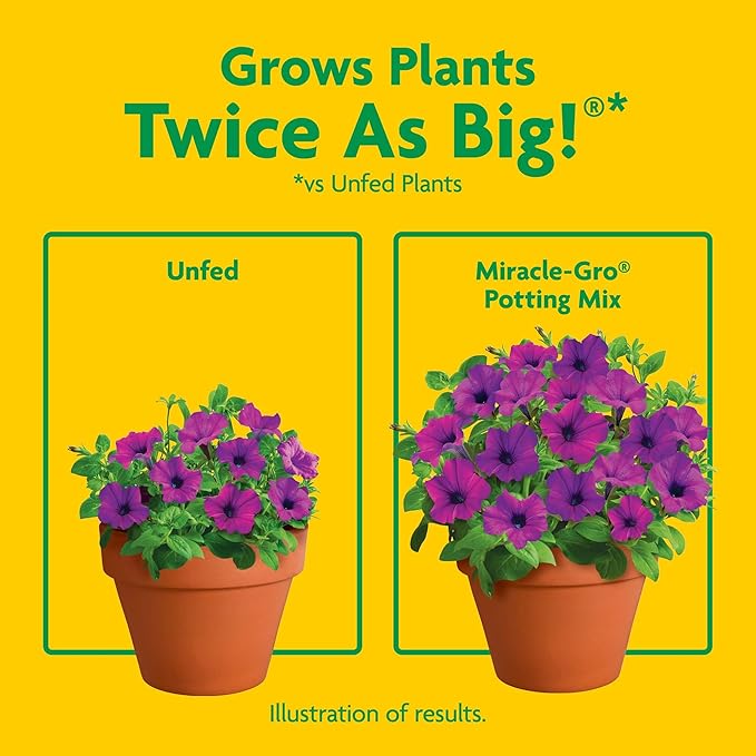 Miracle-Gro Potting Mix - For Container Plants, Flowers, Vegetables, Shrubs, Annuals, Perennials, Potting Soil Mix, Feeds up to 6 Months, 8 qt. (2-Pack)