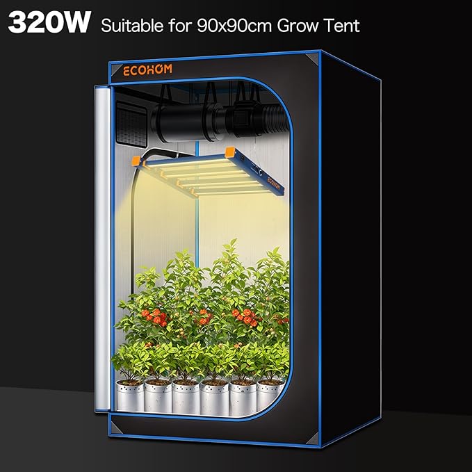 LED Grow Light, 320W Grow Lights for Indoor Plants, Full Spectrum Growing Light Plant Foldable & Hanging Growing Lamps, Daisy Chain Dimmable Grow Lamp, Commercial for 3x3ft Coverage in Grow Tent