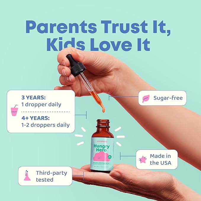 JoySpring Appetite Booster for Kids Ages 3+ | Natural Weight Gain with L-Lysine & B Vitamins | Toddler Appetite Booster | Supports Healthy Growth & Development | 2oz Liquid