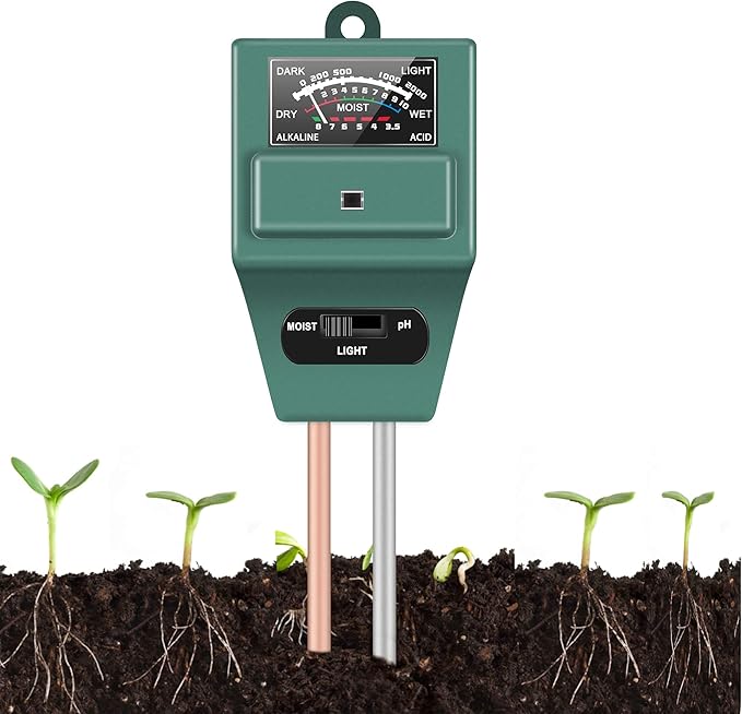 SDTOGLIU Soil Moisture Sunlight Ph Test Meter,Soil Tester Meter, 3-in-1 Test Kit for Moisture, Light & pH, for Home and Garden, Lawn, Farm, Plants, Herbs & Gardening Tools, Indoor/Outdoors Plant Care