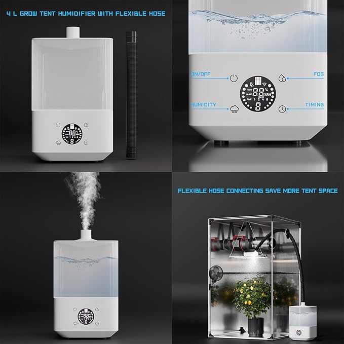 4X4 Grow Tents Kit Complete, 25 Enhance Large Grow Tents Complete System for Indoor Plants,Tent+LED Light+Fan Filter Sets+Clip Fan+HUMIDIFER+Heater+DRIP Sets (48X48X72 Grow Tent KIT)