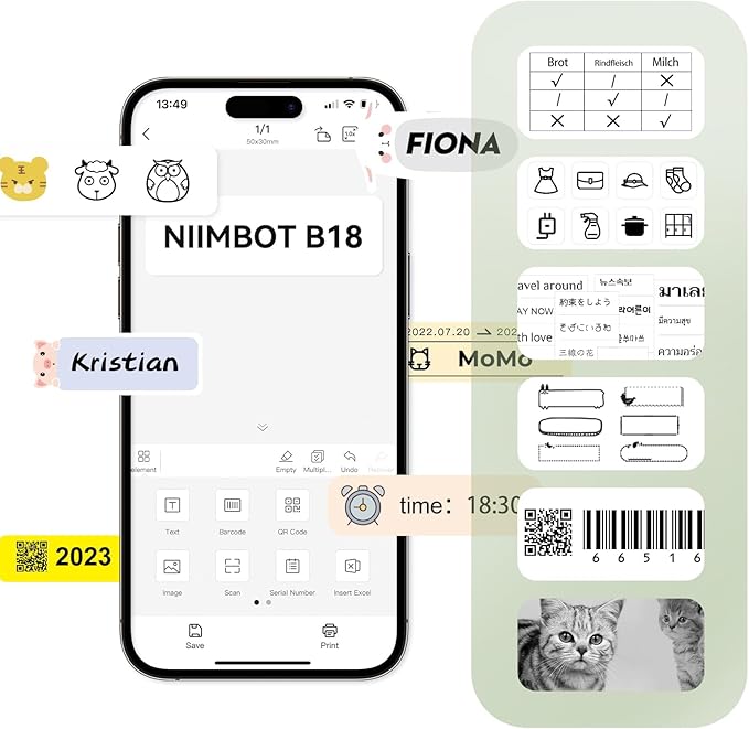 NIIMBOT Thermal Transfer Labels 0.55''x1.18'', for N1(B18) Label Maker, PET Material, Waterproof and High-Temperature Resistance, Long Storage Time, White(14x30mm-190)